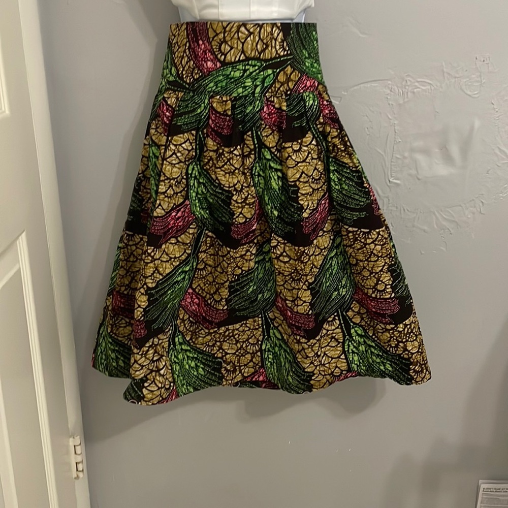 Colorful High waisted midi skirt
